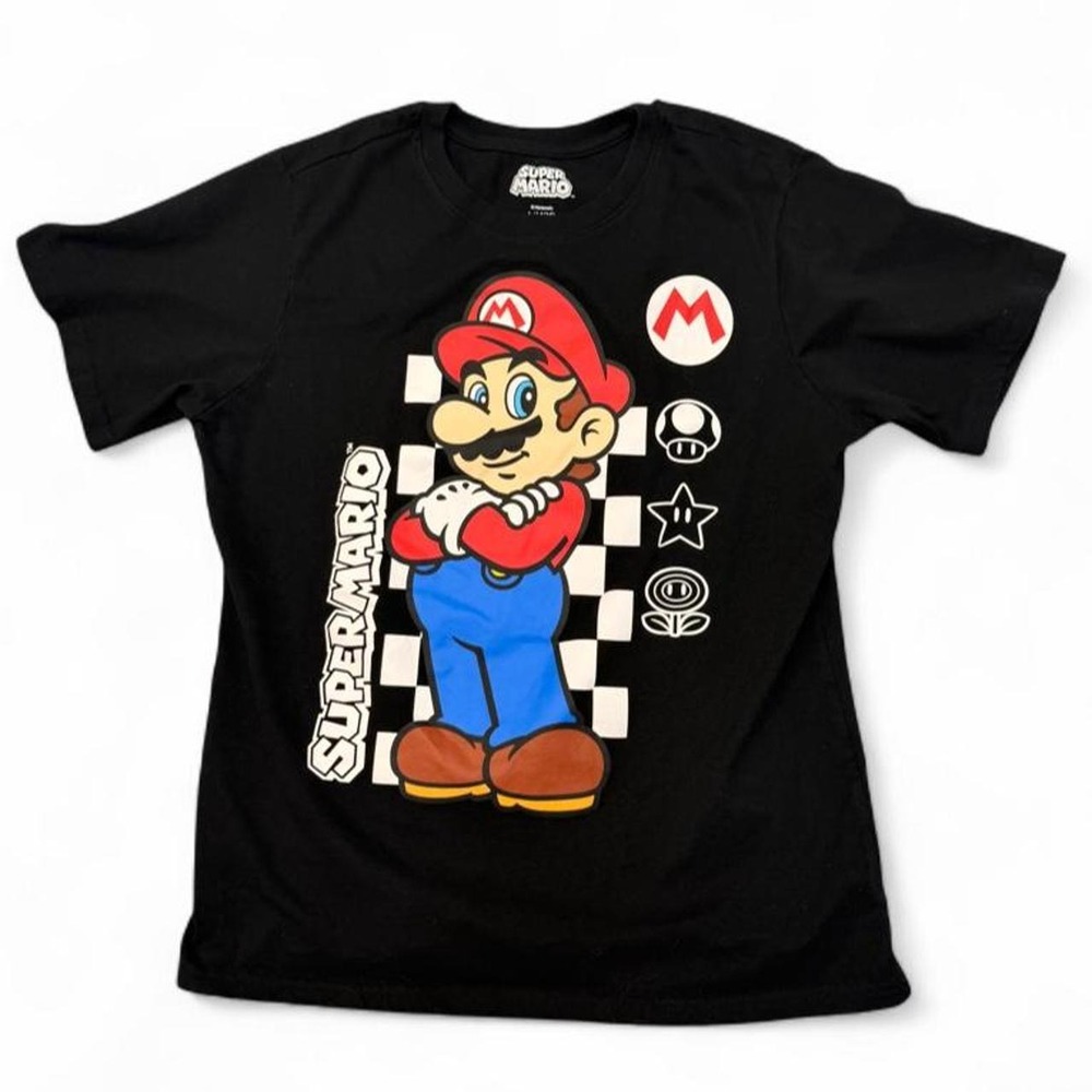 Super Mario Bros Nintendo Graphic Tee Black T-Shirt Youth Large 14/16 Gamer